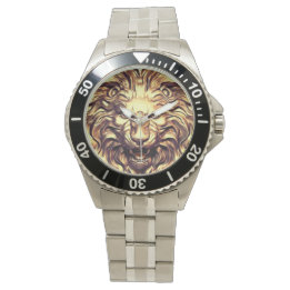 Montre Veille électronique de la tête de lion doré