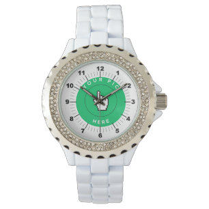 Montre Veille féminine - Personnalisée - Rhinestone Blanc