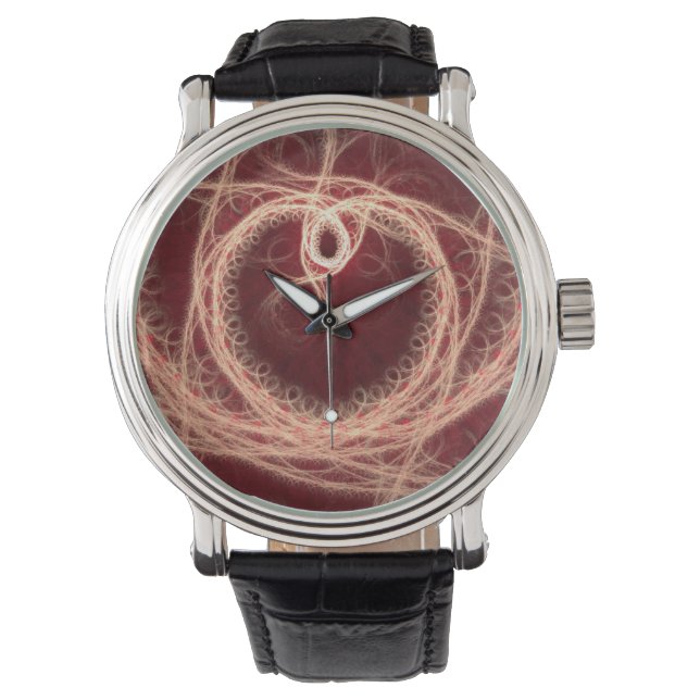 Montre Veille fractale du coeur rouge (devant)