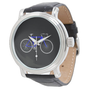 Montre Vélo Bleu Sur Noir