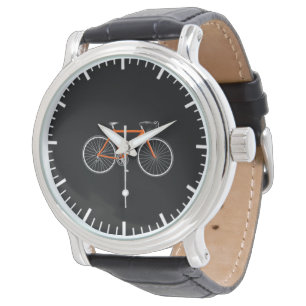 Montre Vélo orange sur fond noir