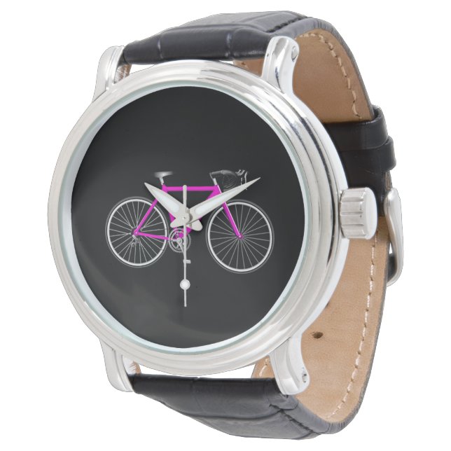 Montre Vélo rose sur noir (Incliné)