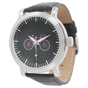 Montre Vélo rose sur noir