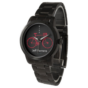 Montre vélo rouge personnalisé avec le nom