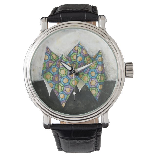 Montre Vendeur Origami Fortune sur papier géométrique (devant)