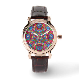 Montre Verre Vintage pourpre Kaleidoscope