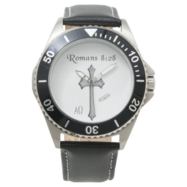 Montre verset biblique chrétien Romains 8:28 (devant)