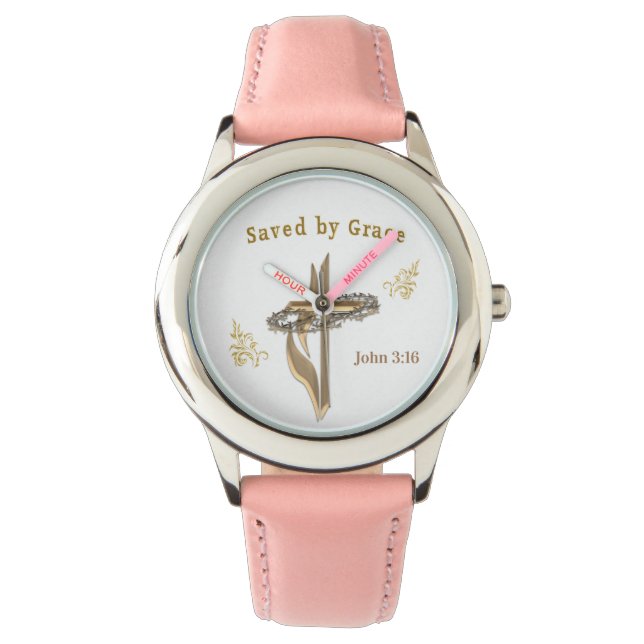 Montre Verset biblique sauvé par Grace (devant)