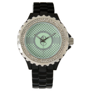 Montre Vert de menthe avec le Point-Monogramme gris