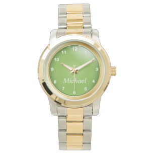 Montre Vert d'or et de Peridot avec les nombres blancs