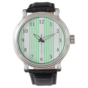 Montre Vert et blanc cinq bandes motif