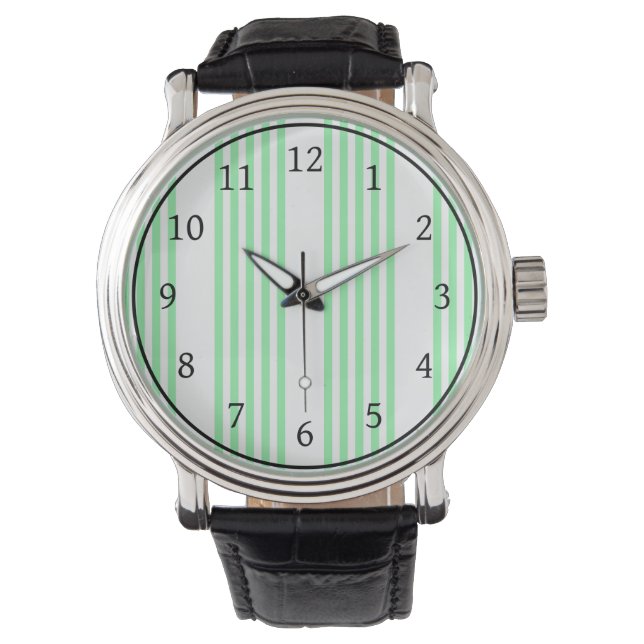 Montre Vert et blanc cinq bandes motif (devant)