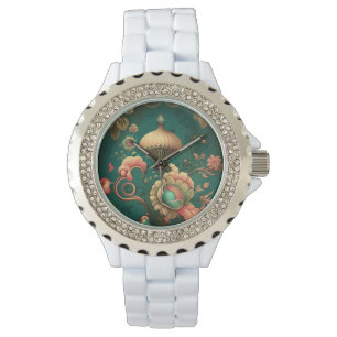 Montre Vert floral design rétro vintage