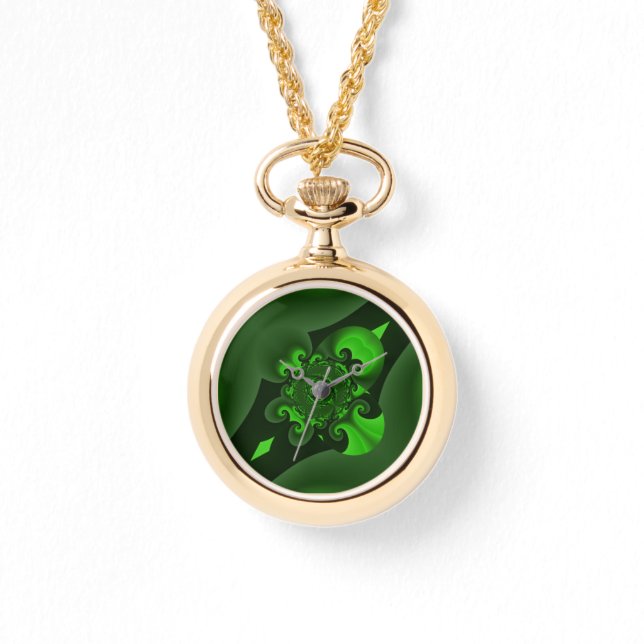 Montre Vert foncé et vague spirale lime (Recto)