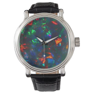 Montre verte rouge de concepteur du feu d'opale