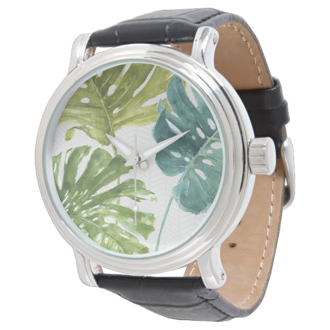 Montre Verts mixtes | Palmes tropicales (Incliné)