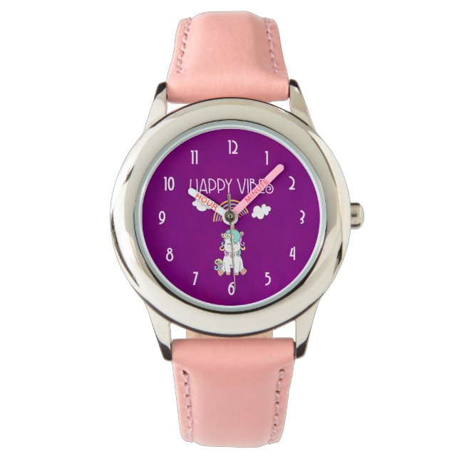 Montre Vibes Joyeuses Cute Smiling Unicorn (devant)