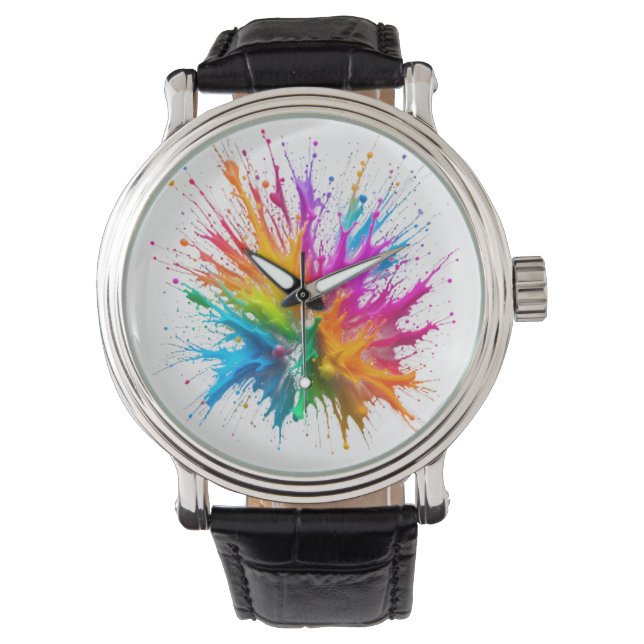 Montre Vibrant Rainbow Paint Splatter Explosion (devant)
