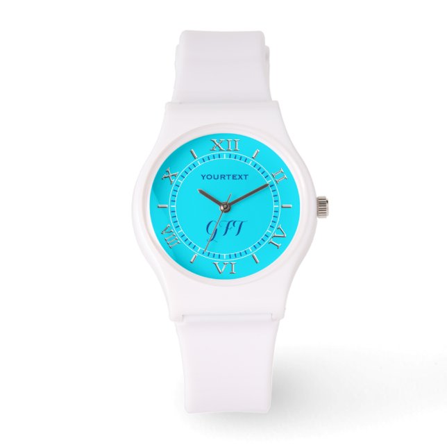 Montre Vibrant Turquoise Ciel bleu couleur Personnaliser  (Recto)