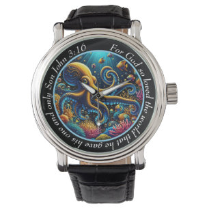 Montre vibrante Jean 3:16 Pieuvre Océan Foi