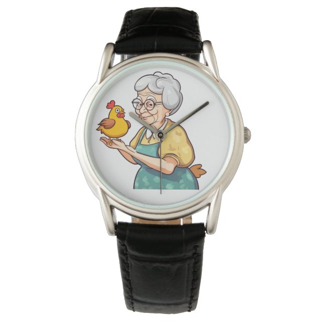 Montre vieille dame et un poulet (devant)