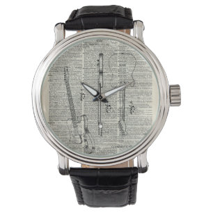 Montre Vieille illustration vintage de guitare à la page