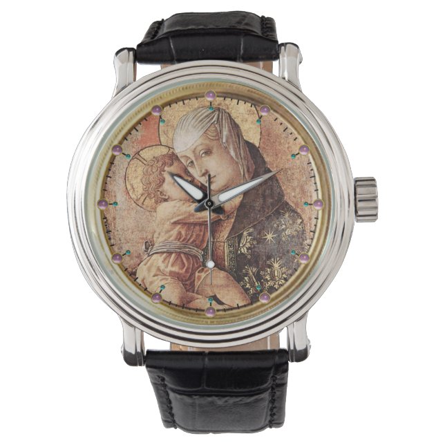 MONTRE VIERGE ET ENFANT, GÈMES D'AMÉTHYST ROSE (devant)