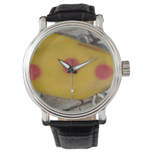 Montre vieux leurres de pêche jaune et orange tache