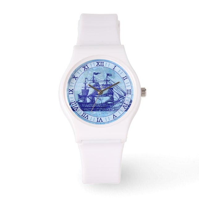 Montre Vieux navire et carte Blue nautique (Recto)