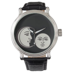 Montre vieux visage vintage et lune