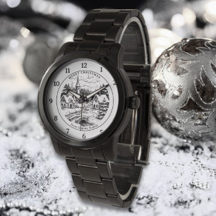 Montre Village de Noël Vintage en Hiver - Personnalisé