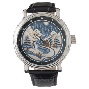 Montre Village d'hiver Bonhomme de neige en couches