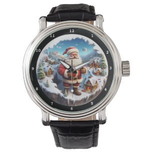 Montre Village enneigé de Père Noël joyeux