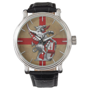 Montre Ville de dragon de Londres sur le vieux drapeau