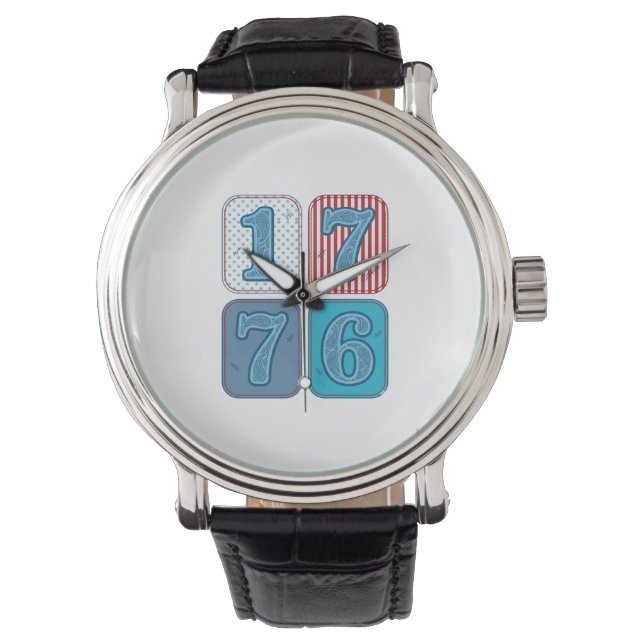 Montre Vintage 1776 Patchwork Patriotique (devant)