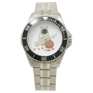 Montre Vintage 90s Chat noir Citrouille Halloween Éffraya