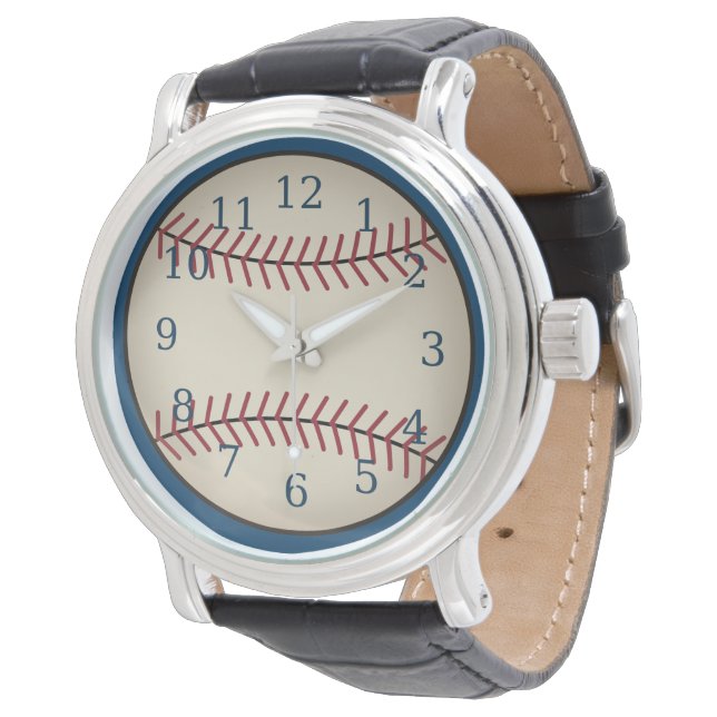 Montre Vintage Baseball Bleue (Incliné)
