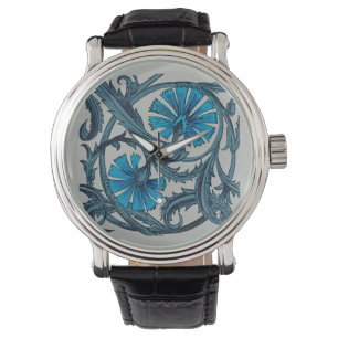 Montre vintage blue antiflower graphic