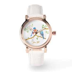 Montre Vintage Bluebirds Rose Gold Avec Bracelet B