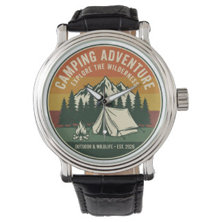 Montre Vintage Camping Adventure Retro Mountain