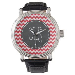 Montre Vintage Chalk Alizarin Crimson Chevron; zig zag