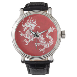 Montre Vintage Chinese Dragon Tribal Emblem Red