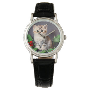 Montre Vintage Christmas Kitten et Holly
