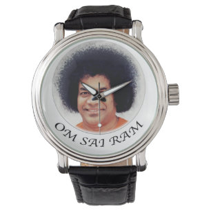 Montre vintage de bracelet en cuir de Sathya Sai
