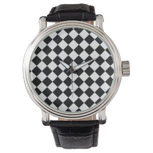 Montre vintage de damier noir et blanc