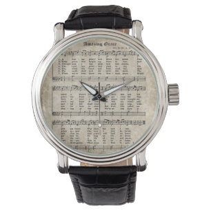 Montre vintage de musique de feuille d'hymne de