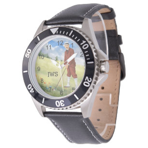 Montre vintage décorée d'un monogramme de golfeu