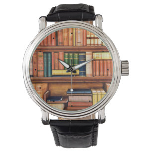 Montre vintage d'étagère de bibliothèque de vie