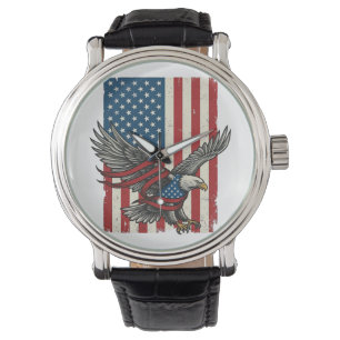 Montre Vintage Eagle Flag Vector Patriotic Shirt Design_1