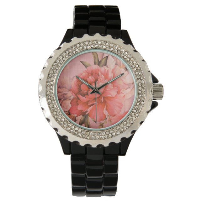 Montre Vintage Élégant Fleur Miniature Peinture Coeur (devant)